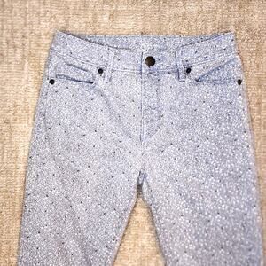 Loft Blue Floral Modern Skinny Ankle Pants 25/0